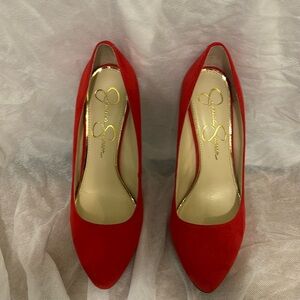 Brand New! 7 1/2 Jessica Simpson 3 inch Heel Suede bright Red